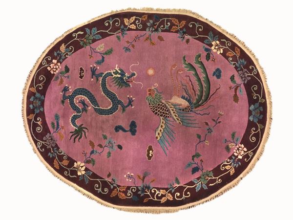 TAPPETO OVALE, CINA, SEC. XX  - Asta interni - Poggio Bracciolini Casa d'Aste
