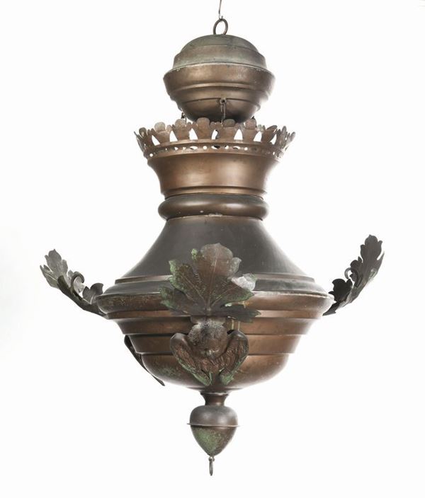 GRANDE LAMPADA VOTIVA, SEC. XVIII  - Asta interni - Poggio Bracciolini Casa d'Aste