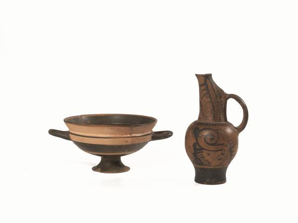 KYLIX IONICA E OINOCHOE A BECCO, VI SEC. A.C. E IV SEC. A.C.&nbsp;&nbsp;&nbsp;&nbsp;