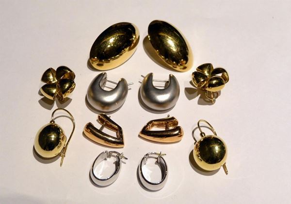 SEI PAIA DI ORECCHINI IN ORO GIALLO E ORO BIANCO