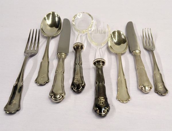 SERVITO DI POSATE, SEC. XX  - Asta GIOIELLI, ARGENTI, ARREDI, DIPINTI - Poggio Bracciolini Casa d'Aste