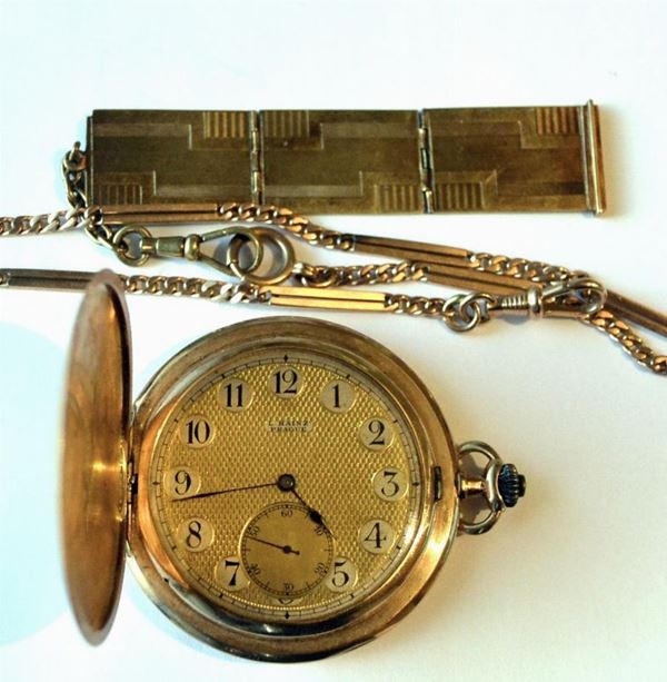  OROLOGIO DA TASCA, L. HAINZ PRAGUE ,1910 CIRCA , IN ORO 14 KT