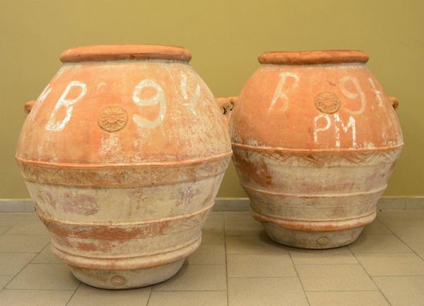 Coppia di orci, sec. XX, manifattura Vanni, Impruneta,  - Asta GIOIELLI, ARGENTI, ARREDI, DIPINTI - Poggio Bracciolini Casa d'Aste