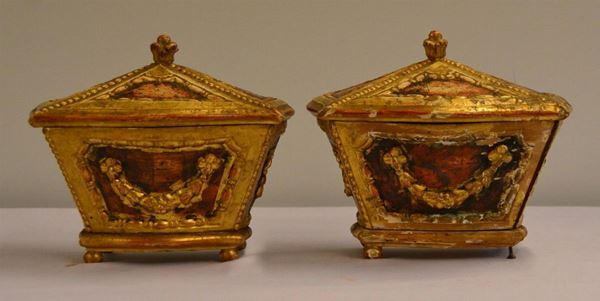Due scatole portagioie, Veneto, sec. XVIII, in legno