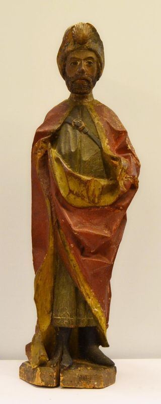 Scultura, sec. XVII, in legno policromo,  - Asta GIOIELLI, ARGENTI, ARREDI, DIPINTI - Poggio Bracciolini Casa d'Aste
