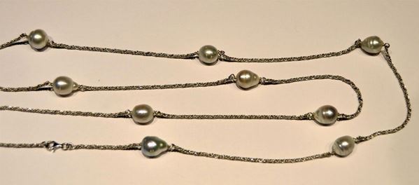 COLLANA IN ORO BIANCO E PERLE