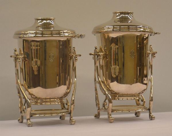 Due scaldavivande, inizi sec. XX, in metallo  - Asta ANTIQUARIATO, COLLEZIONISMO, GIOIELLI - Poggio Bracciolini Casa d'Aste