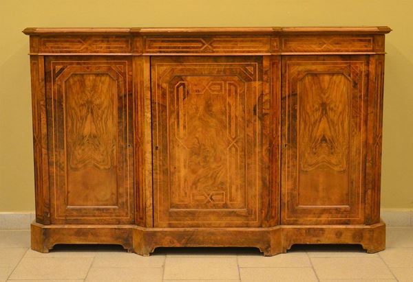 Credenza, Francia, sec. XIX, in radica di noce