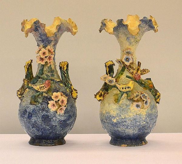 Coppia di vasi, Veneto, sec. XIX, in ceramica decorata  - Asta ANTIQUARIATO, COLLEZIONISMO, GIOIELLI - Poggio Bracciolini Casa d'Aste
