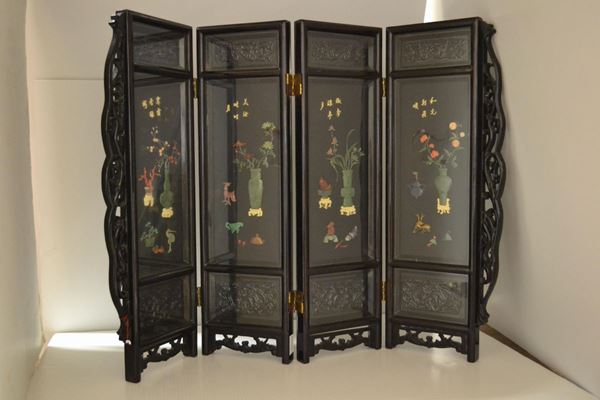 Paravento in pietre dure, Cina sec. XX