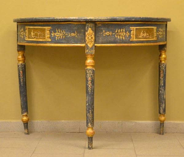 Consolle, in stile 700, in legno laccato e