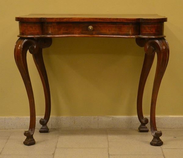 Consolle, Luigi XVI, sec. XVIII, in noce, piano sagomato,