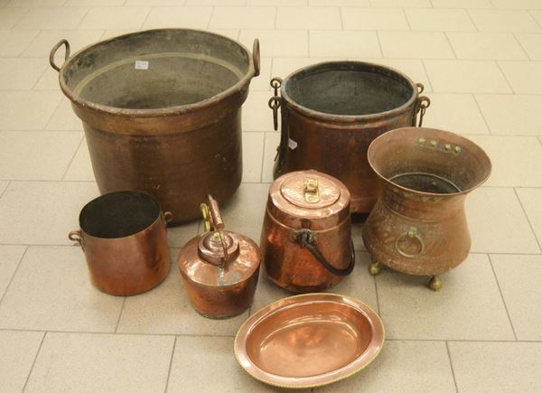 DUE PAIOLI E CINQUE OGGETTI                                                 - Asta DIPINTI  MOBILI  OGGETTI D'ARTE - Poggio Bracciolini Casa d'Aste