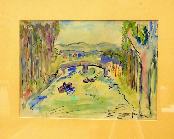 Acquarello su carta                                                         - Asta DIPINTI  MOBILI  OGGETTI D'ARTE - Poggio Bracciolini Casa d'Aste
