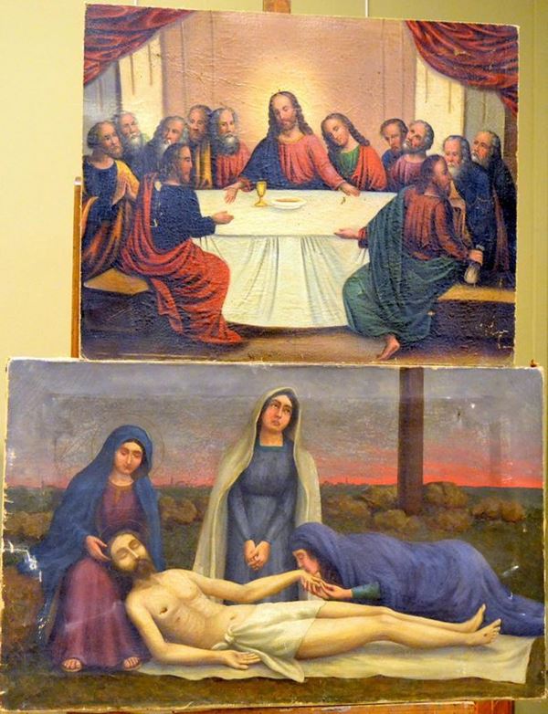 Dipinto ad olio su cartone , inizi se. XX                                   - Asta DIPINTI  MOBILI  OGGETTI D'ARTE - Poggio Bracciolini Casa d'Aste