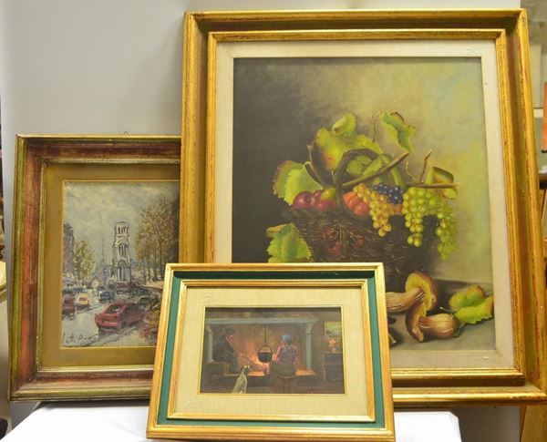 Dipinto, INTERNO FAMILIARE, olio su tavoletta                             