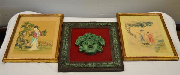 Due stampe orientali, raffiguranti PERSOGAGGI                               - Asta DIPINTI  MOBILI  OGGETTI D'ARTE - Poggio Bracciolini Casa d'Aste