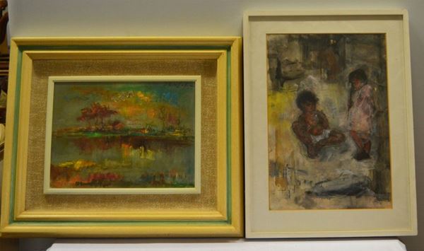 Osman Lorenzo de Scolari, PAESAGGIO, olio su tela                         