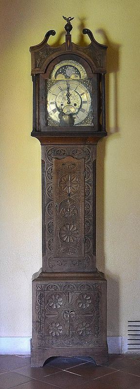Orologio a colonna, Inghilterra, sec. XIX, cassa in rovere&nbsp;&nbsp;&nbsp;&nbsp;&nbsp;&nbsp;&nbsp;&nbsp;&nbsp;&nbsp;&nbsp;&nbsp;&nbsp;&nbsp;&nbsp;&nbsp;