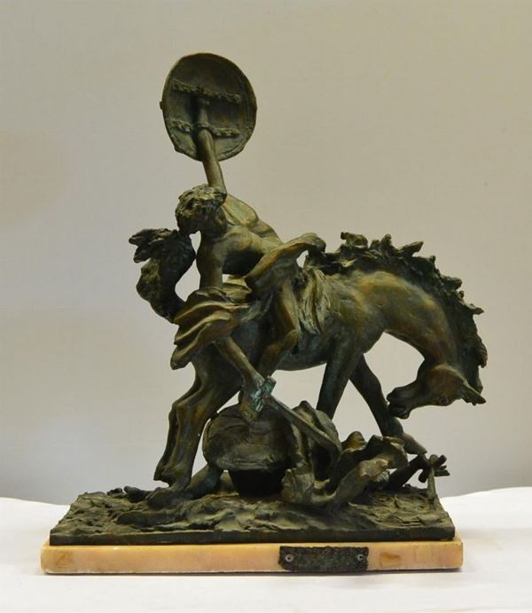 Scultura, sec. XIX, in bronzo, raffigurante scena mitologica,&nbsp;&nbsp;&nbsp;&nbsp;&nbsp;&nbsp;&nbsp;&nbsp;&nbsp;&nbsp;&nbsp;&nbsp;&nbsp;