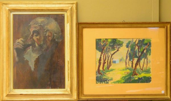 Dipinto, ANZIANO CHE BEVE, olio su tavoletta                                - Asta DIPINTI  MOBILI  OGGETTI D'ARTE - Poggio Bracciolini Casa d'Aste