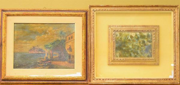 Francesco Pagliazzi, PAESAGGIO MARINO, olio su cartoncino                 