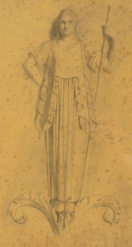 Disegno su carta, sec. XIX, raffigurante FIGURA CLASSICA                  