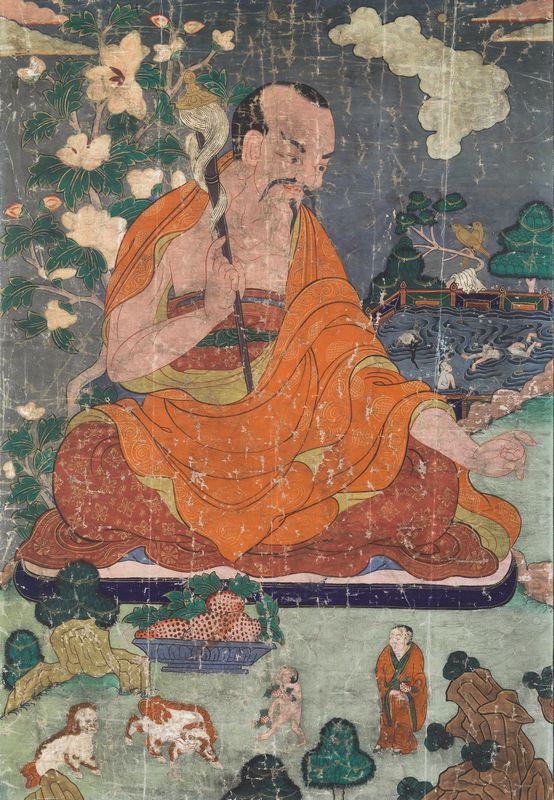THANGKA RAFFIGURANTE MAESTRO BUDDISTA, TIBET, SEC. XIX