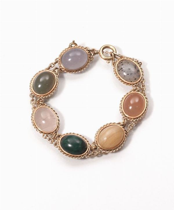 BRACCIALE IN ORO GIALLO E PIETRE DI COLORE
