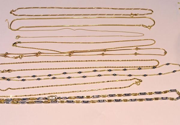 NOVE COLLANE IN ORO GIALLO E ORO BIANCO