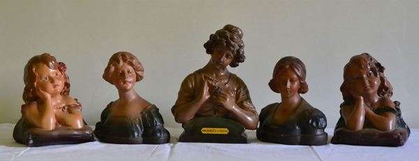 Cinque sculture, Francia, sec. XX, in gesso,