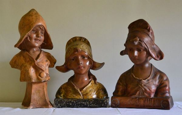 Tre sculture, Francia, sec. XX, in gesso,