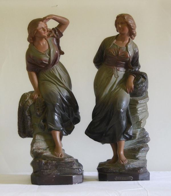 Due sculture, Francia, sec. XX, in gesso,
