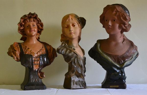 Tre sculture, Francia, sec. XX, in gesso,  - Asta ANTIQUARIATO, COLLEZIONISMO, GIOIELLI - Poggio Bracciolini Casa d'Aste