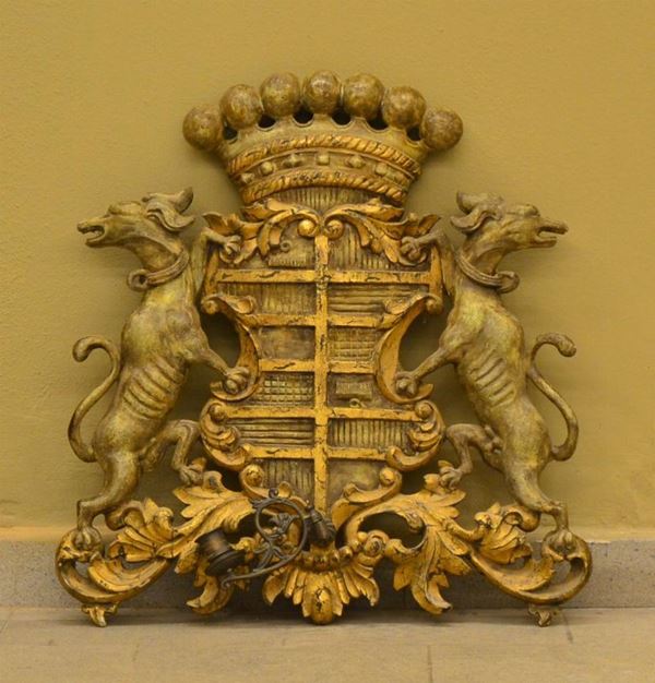 Stemma nobiliare, sec. XX, in legno