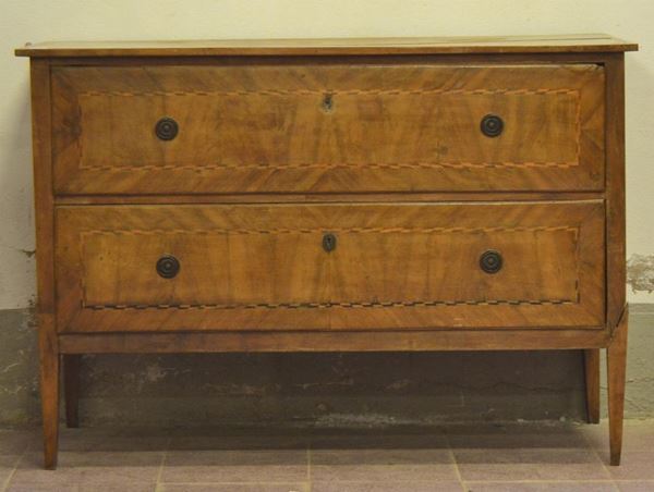 Cassettone, Luigi XVI, sec. XVIII, in noce  - Asta ANTIQUARIATO, COLLEZIONISMO, GIOIELLI - Poggio Bracciolini Casa d'Aste
