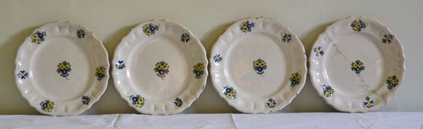 Quattro piatti, italia settentrionale, sec. XVIII, in maiolica,&nbsp;&nbsp;&nbsp;&nbsp;&nbsp;&nbsp;&nbsp;&nbsp;&nbsp;&nbsp;&nbsp;
