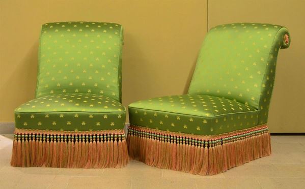 Coppia di poltroncine, inizi sec. XX, schienale