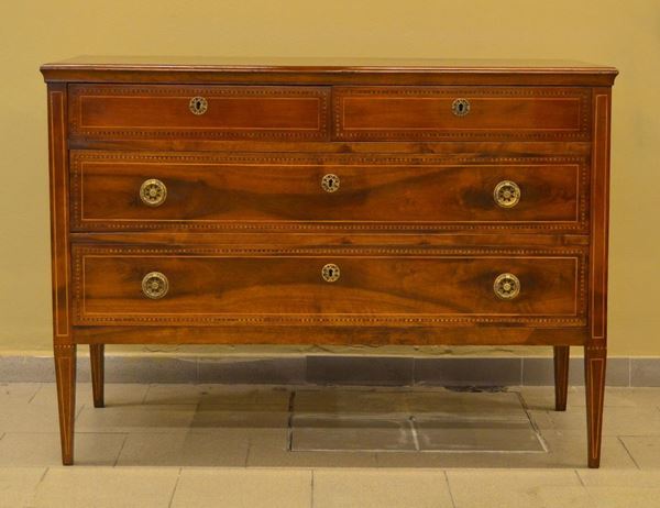 Cassettone, in stile Luigi XVI, in noce e castagno&nbsp;&nbsp;&nbsp;&nbsp;&nbsp;&nbsp;&nbsp;&nbsp;&nbsp;&nbsp;&nbsp;&nbsp;&nbsp;&nbsp;&nbsp;&nbsp;&nbsp;&nbsp;&nbsp;&nbsp;&nbsp;&nbsp;&nbsp;&nbsp;  - Asta ANTIQUARIATO, COLLEZIONISMO, GIOIELLI - Poggio Bracciolini Casa d'Aste
