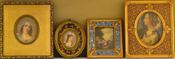 Quattro miniature, sec. XIX e XX                                            - Asta ASTA A TEMPO - MOBILI, DIPINTI, OGGETTI D'ARTE - Poggio Bracciolini Casa d'Aste