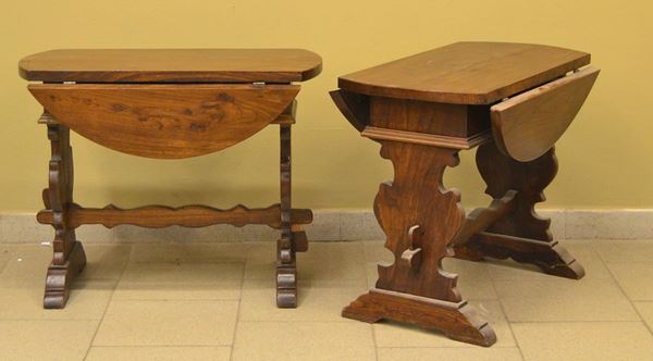 Due tavolini a bandelle, sec. XX, in castagno,                              - Asta ASTA A TEMPO - MOBILI, DIPINTI, OGGETTI D'ARTE - Poggio Bracciolini Casa d'Aste