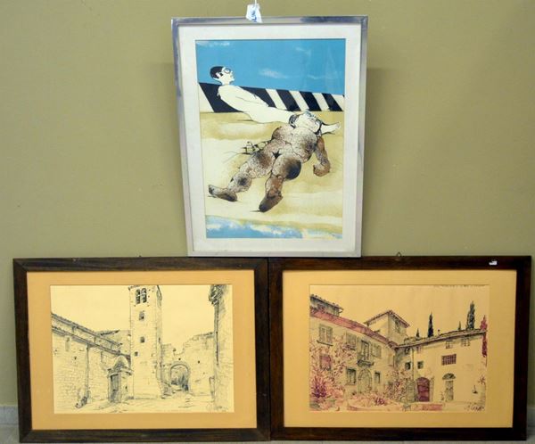 Due disegni a biro                                                          - Asta ASTA A TEMPO - MOBILI, DIPINTI, OGGETTI D'ARTE - Poggio Bracciolini Casa d'Aste