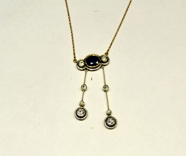 COLLANA IN ORO DIAMANTI E ZAFFIRO