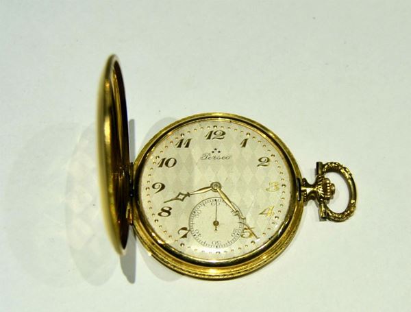 OROLOGIO DA TASCA SAVONETTE, SEC. XX , PERSEO,&nbsp; IN ORO