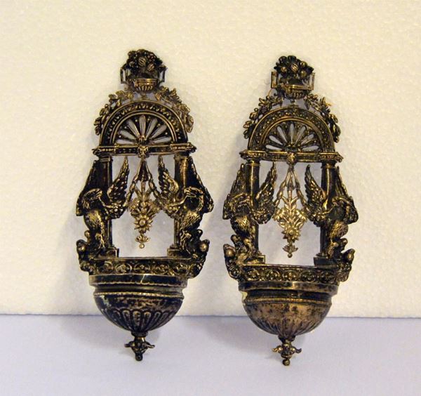 COPPIA DI ACQUASANTIERE, MILANO , SEC. XIX                                