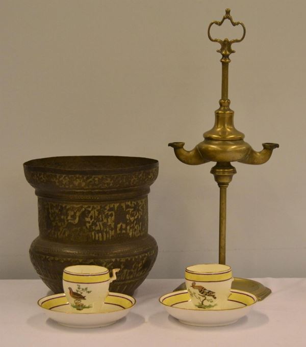 Portavaso, sec. XX, in rame  - Asta GIOIELLI, ARGENTI, MOBILI E DIPINTI - Poggio Bracciolini Casa d'Aste
