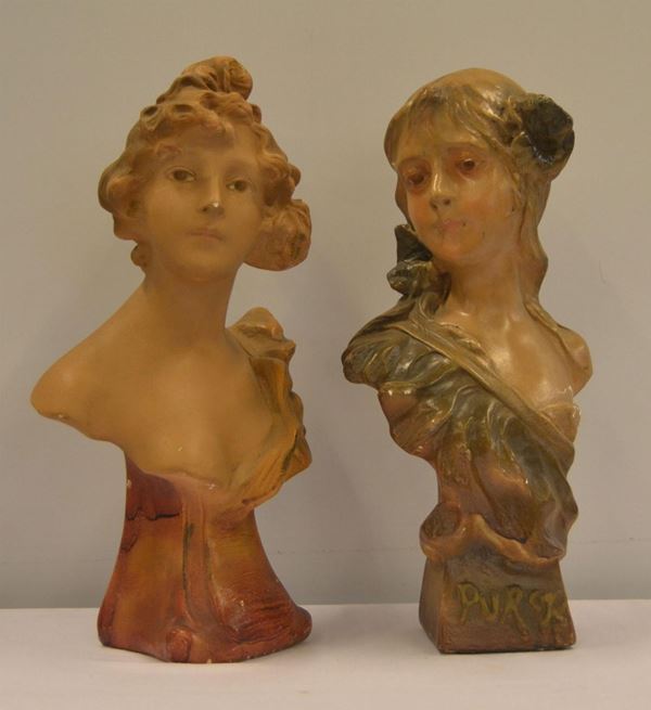 Due sculture, sec. XX, in gesso, raffiguranti&nbsp;&nbsp;&nbsp;&nbsp;&nbsp;&nbsp;&nbsp;&nbsp;&nbsp;&nbsp;&nbsp;&nbsp;&nbsp;&nbsp;&nbsp;&nbsp;&nbsp;&nbsp;&nbsp;&nbsp;&nbsp;&nbsp;&nbsp;&nbsp;&nbsp;&nbsp;&nbsp;&nbsp;&nbsp;