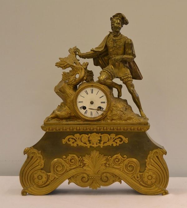 Orologio da tavolo, fine sec. XIX, in bronzo