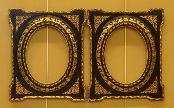 Due cornici, in stile Napoleone III, in legno laccato  - Asta GIOIELLI, ARGENTI, MOBILI E DIPINTI - Poggio Bracciolini Casa d'Aste