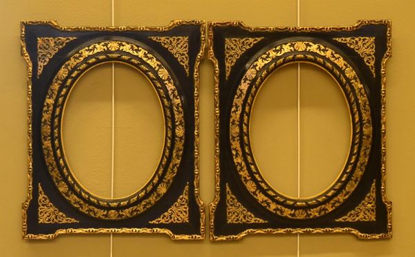 Due cornici, in stile Napoleone III, in legno laccato